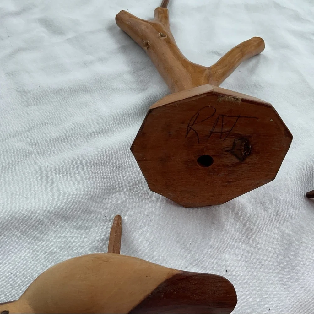 Brown Wooden vintage hand carved birds
